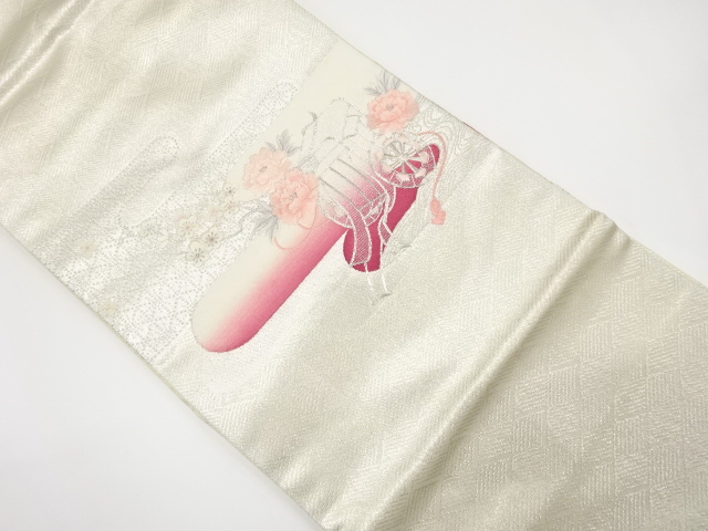 JAPANESE NAGOYA OBI / EMBROIDERY / PEONY